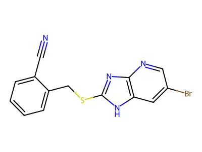 2-(((6-Bromo-3H-imidazo[4,5-b]pyridin-2-yl)thio)methyl)benzonitrile structure