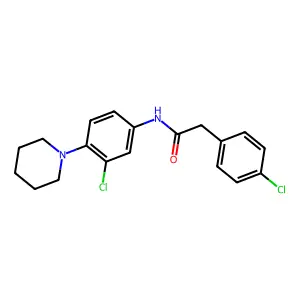 2-(4-chlorophenyl)-N-(3-chloro-4-piperidin-1-ylphenyl)acetamide structure