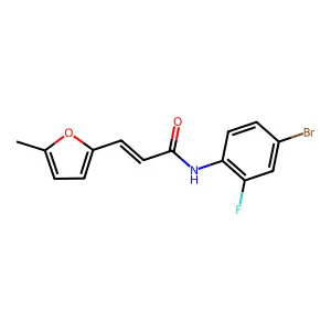 N-(4-bromo-2-fluorophenyl)-3-(5-methylfuran-2-yl)prop-2-enamide structure