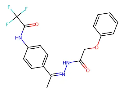 2-Phenoxyacetic acid 2-[1-[4-[(2,2,2-trifluoroacetyl)amino]phenyl]ethylidene]hydrazide structure