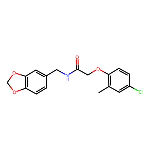 N-(1,3-benzodioxol-5-ylmethyl)-2-(4-chloro-2-methylphenoxy)acetamide structure