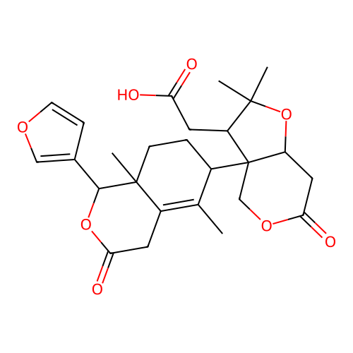2-[3a-[1-(furan-3-yl)-5,8a-dimethyl-3-oxo-4,6,7,8-tetrahydro-1H-isochromen-6-yl]-2,2-dimethyl-6-oxo-3,4,7,7a-tetrahydrofuro[3,2-c]pyran-3-yl]acetic acid structure