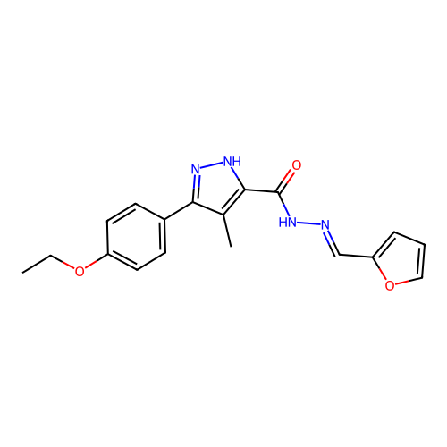 3-(4-ethoxyphenyl)-N'-[(E)-furan-2-ylmethylidene]-4-methyl-1H-pyrazole-5-carbohydrazide structure