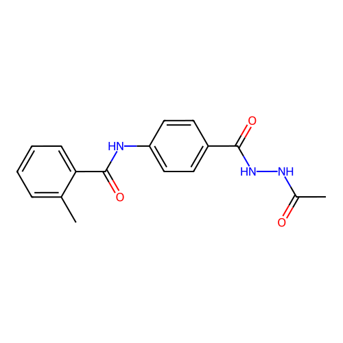 N-{4-[(2-acetylhydrazino)carbonyl]phenyl}-2-methylbenzamide structure