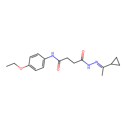 4-[(2E)-2-(1-cyclopropylethylidene)hydrazinyl]-N-(4-ethoxyphenyl)-4-oxobutanamide structure