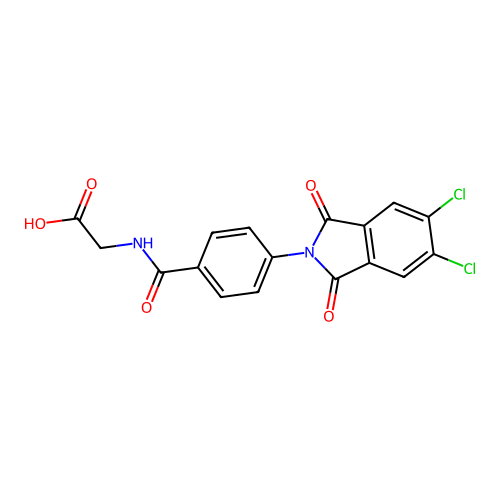2-(4-(5,6-dichloro-1,3-dioxoisoindolin-2-yl)benzamido)acetic acid structure