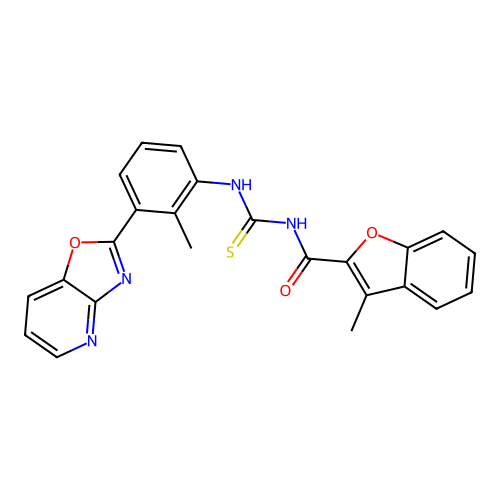3-(3-METHYL-1-BENZOFURAN-2-CARBONYL)-1-(2-METHYL-3-{[1,3]OXAZOLO[4,5-B]PYRIDIN-2-YL}PHENYL)THIOUREA structure