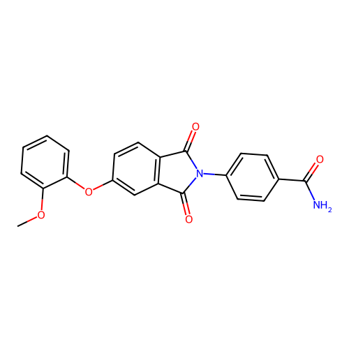 4-[5-(2-methoxyphenoxy)-1,3-dioxo-1,3-dihydro-2H-isoindol-2-yl]benzamide structure