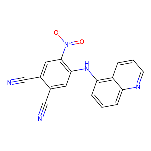 4-Nitro-5-(quinolin-5-ylamino)benzene-1,2-dicarbonitrile structure