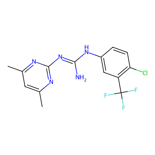 1-[4-Chloro-3-(trifluoromethyl)phenyl]-2-(4,6-dimethylpyrimidin-2-yl)guanidine structure