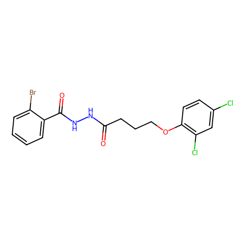 2-bromo-N'-[4-(2,4-dichlorophenoxy)butanoyl]benzohydrazide structure