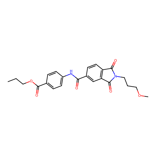 propyl 4-(2-(3-methoxypropyl)-1,3-dioxoisoindoline-5-carboxamido)benzoate structure