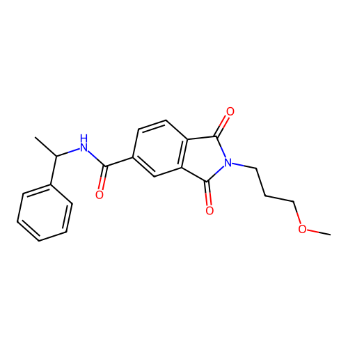 2-(3-methoxypropyl)-1,3-dioxo-N-(1-phenylethyl)-2,3-dihydro-1H-isoindole-5-carboxamide structure