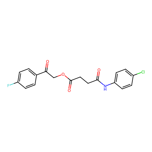 2-(4-fluorophenyl)-2-oxoethyl 3-[N-(4-chlorophenyl)carbamoyl]propanoate structure