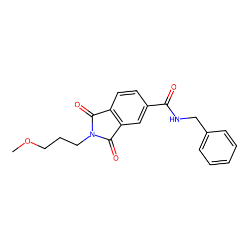 N-benzyl-2-(3-methoxypropyl)-1,3-dioxo-2,3-dihydro-1H-isoindole-5-carboxamide structure