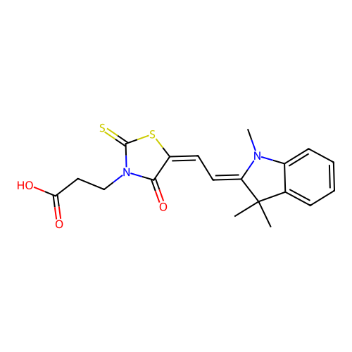 3-(4-Oxo-2-thioxo-5-(2-(1,3,3-trimethylindolin-2-ylidene)ethylidene)thiazolidin-3-yl)propanoic acid structure