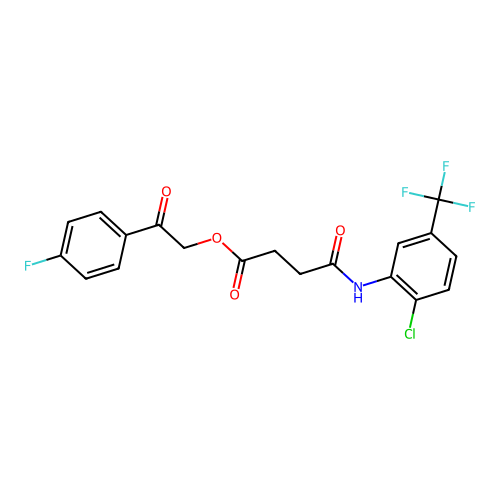 2-(4-fluorophenyl)-2-oxoethyl 4-{[2-chloro-5-(trifluoromethyl)phenyl]amino}-4-oxobutanoate structure