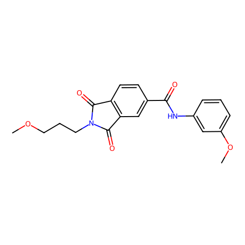 N-(3-methoxyphenyl)-2-(3-methoxypropyl)-1,3-dioxo-5-isoindolecarboxamide structure