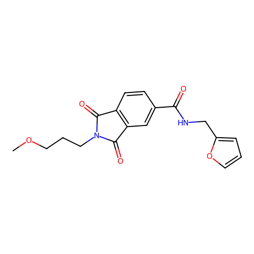 N-(furan-2-ylmethyl)-2-(3-methoxypropyl)-1,3-dioxoisoindole-5-carboxamide structure