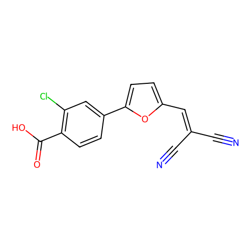 2-Chloro-4-[5-(2,2-dicyanoethenyl)furan-2-yl]benzoic acid structure