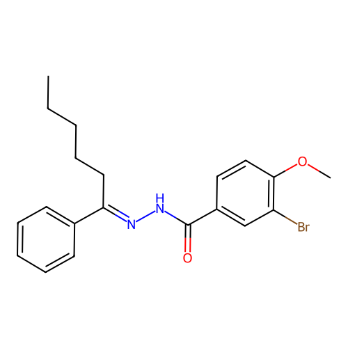 3-bromo-4-methoxy-N'-(1-phenylhexylidene)benzohydrazide structure