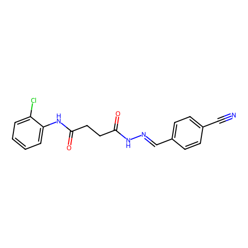 N-(2-chlorophenyl)-4-[(2E)-2-(4-cyanobenzylidene)hydrazinyl]-4-oxobutanamide structure