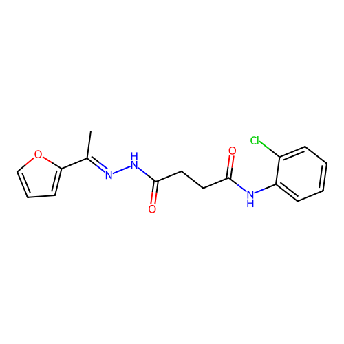 N-(2-chlorophenyl)-4-{2-[1-(2-furyl)ethylidene]hydrazino}-4-oxobutanamide structure