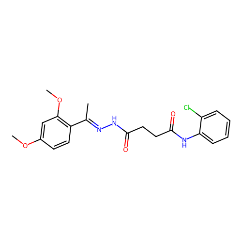 N-(2-chlorophenyl)-4-{2-[1-(2,4-dimethoxyphenyl)ethylidene]hydrazino}-4-oxobutanamide structure