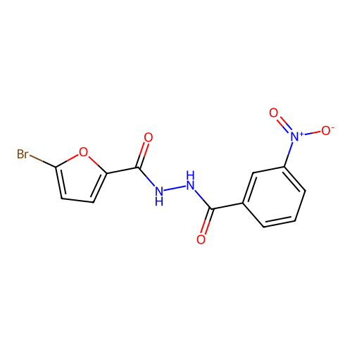 5-bromo-N'-{3-nitrobenzoyl}-2-furohydrazide structure