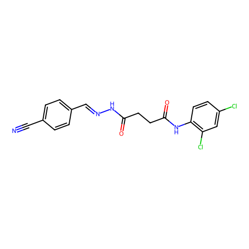 4-[2-(4-cyanobenzylidene)hydrazino]-N-(2,4-dichlorophenyl)-4-oxobutanamide structure