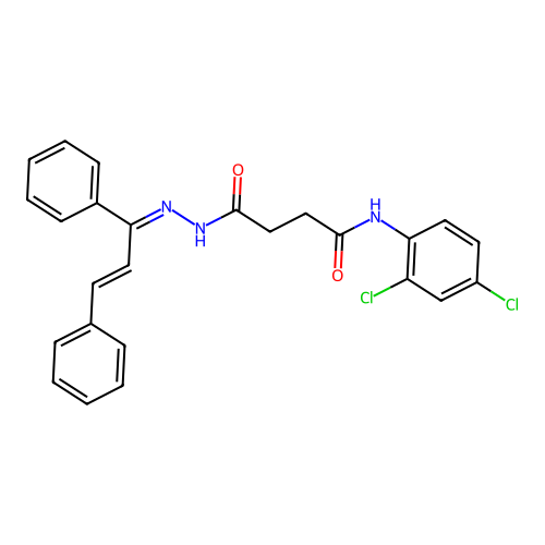 N-(2,4-dichlorophenyl)-4-[2-(1,3-diphenyl-2-propen-1-ylidene)hydrazino]-4-oxobutanamide structure
