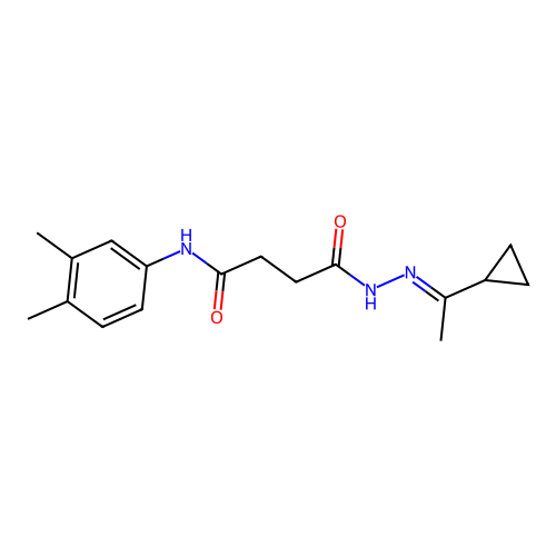 4-[2-(1-cyclopropylethylidene)hydrazino]-N-(3,4-dimethylphenyl)-4-oxobutanamide structure