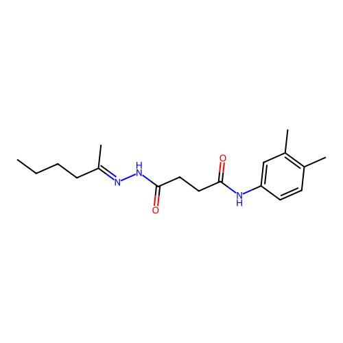 N-(3,4-dimethylphenyl)-4-[2-(1-methylpentylidene)hydrazino]-4-oxobutanamide structure