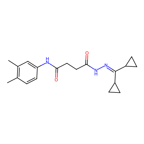 4-[2-(dicyclopropylmethylene)hydrazino]-N-(3,4-dimethylphenyl)-4-oxobutanamide structure