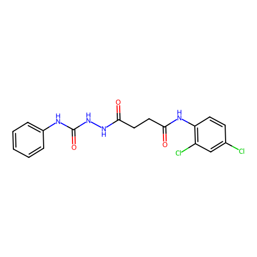 2-[4-(2,4-dichloroanilino)-4-oxobutanoyl]-N-phenylhydrazinecarboxamide structure