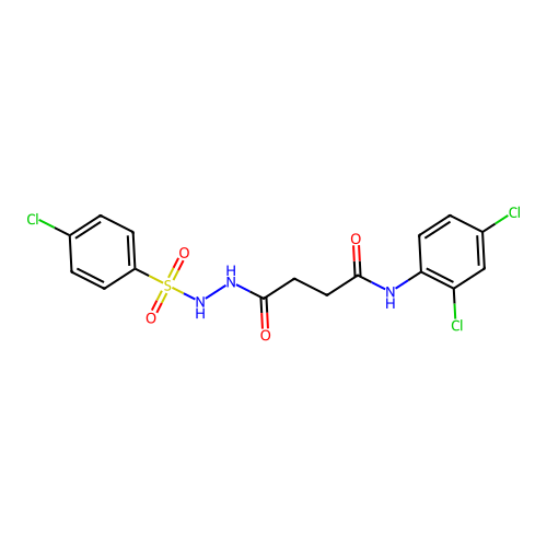 4-{2-[(4-chlorophenyl)sulfonyl]hydrazino}-N-(2,4-dichlorophenyl)-4-oxobutanamide structure