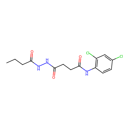 4-(2-butyrylhydrazino)-N-(2,4-dichlorophenyl)-4-oxobutanamide structure