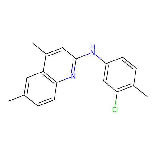 N-(3-chloro-4-methylphenyl)-4,6-dimethylquinolin-2-amine structure