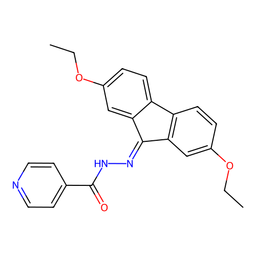 N'-(2,7-diethoxy-9H-fluoren-9-ylidene)pyridine-4-carbohydrazide structure