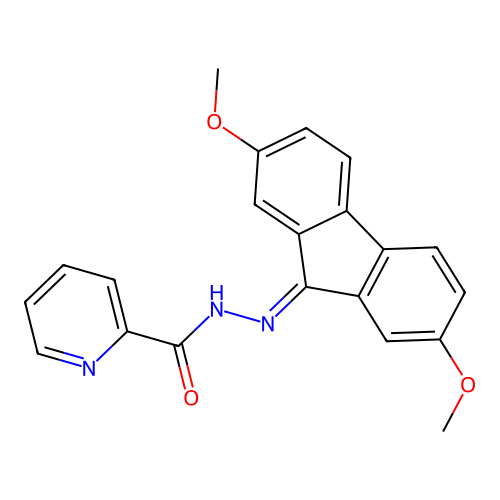 N-[(2,7-dimethoxyfluoren-9-ylidene)amino]pyridine-2-carboxamide structure