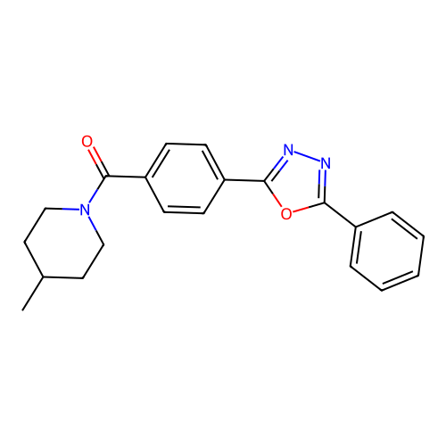 (4-Methylpiperidin-1-yl)[4-(5-phenyl-1,3,4-oxadiazol-2-yl)phenyl]methanone structure