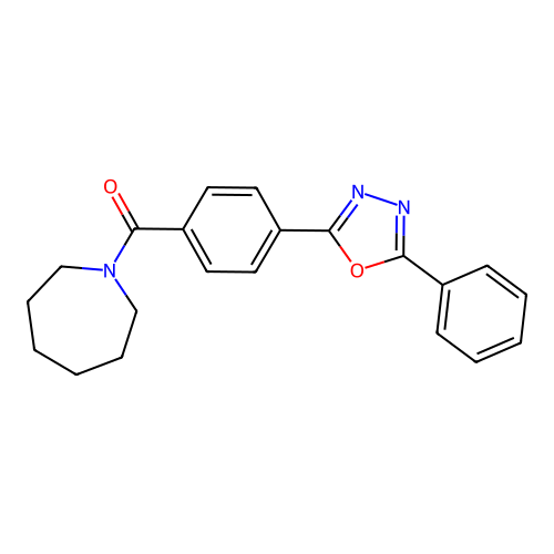 Azepan-1-yl-[4-(5-phenyl-1,3,4-oxadiazol-2-yl)phenyl]methanone structure