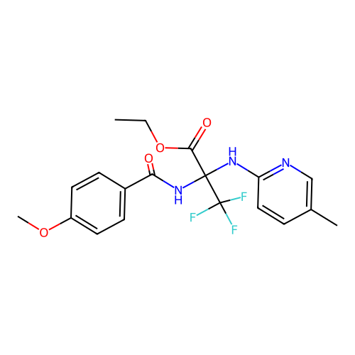 Ethyl 3,3,3-trifluoro-2-[(4-methoxybenzoyl)amino]-2-[(5-methylpyridin-2-yl)amino]propanoate structure