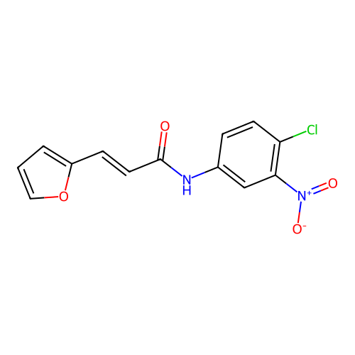 (2E)-N-(4-chloro-3-nitrophenyl)-3-(2-furyl)prop-2-enamide structure