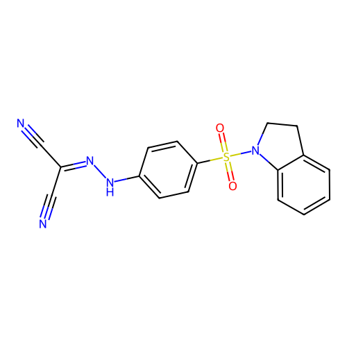 2-[[4-(2,3-Dihydroindol-1-ylsulfonyl)phenyl]hydrazinylidene]propanedinitrile structure