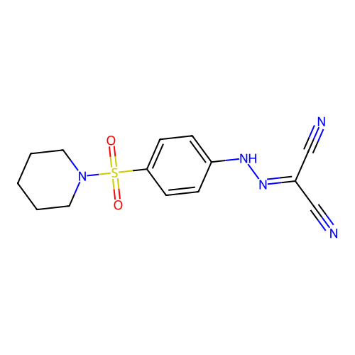 {2-[4-(Piperidin-1-ylsulfonyl)phenyl]hydrazinylidene}propanedinitrile structure