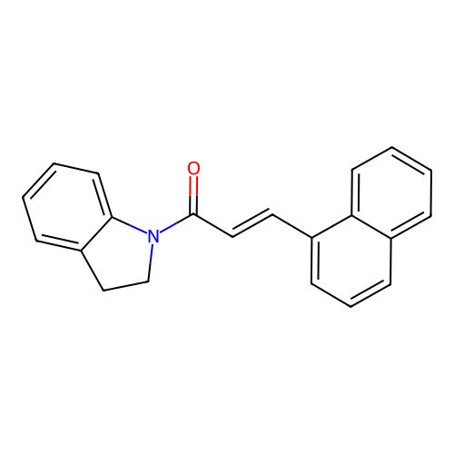 (2E)-1-indolinyl-3-naphthylprop-2-en-1-one structure