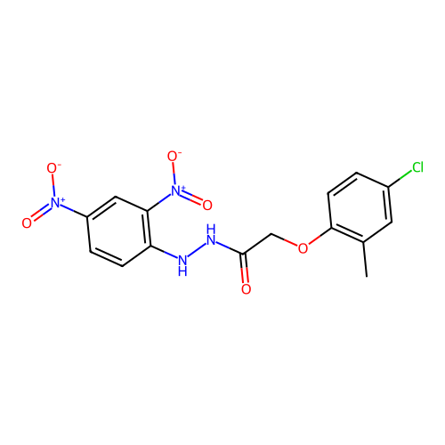 2-(4-chloro-2-methylphenoxy)-N'-(2,4-dinitrophenyl)acetohydrazide structure