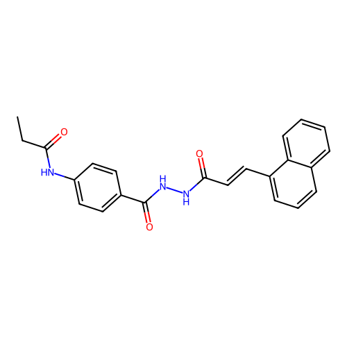 N-[4-({2-[3-(1-naphthyl)acryloyl]hydrazino}carbonyl)phenyl]propanamide structure