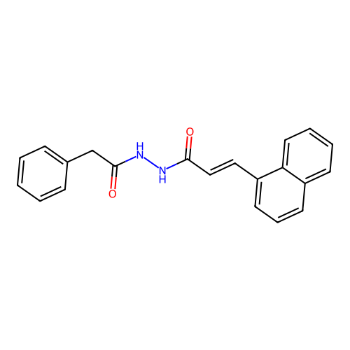 (2E)-3-naphthyl-N-(2-phenylacetylamino)prop-2-enamide structure